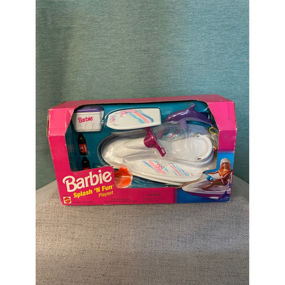 Vintage 1998 Barbie Splash N Fun Playset Jet Ski Boat Mattel New in Box